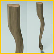 Ніжка кабріоль із листом дерев'яна різна. Опора гнута для столу, стільця, консолі.500 мм.