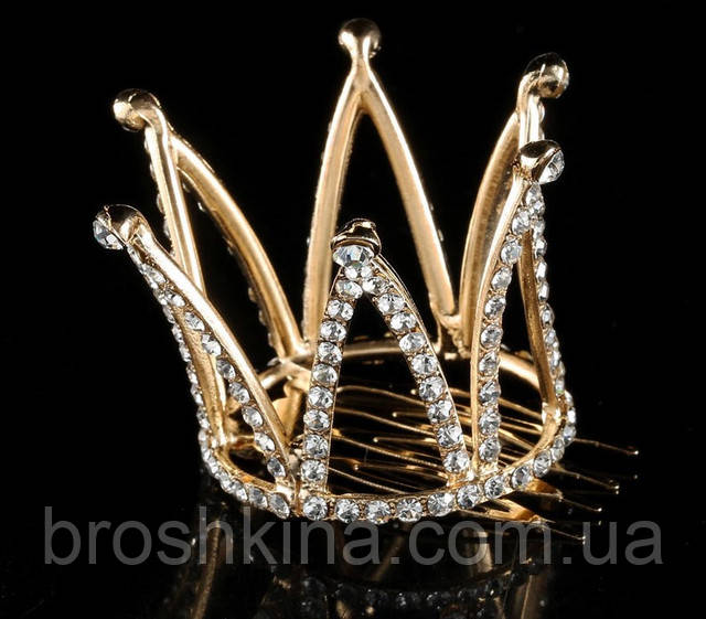 Корона метал під золото в каменях 5*4 см на гребінці (ID#815856380 ...