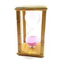 Часы песочные 20 мин в бамбуке "Time is Money" розовый песок 16,5х10х10см (29765A)