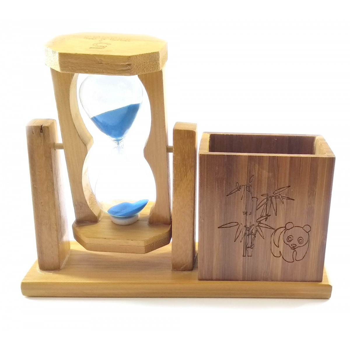 Часы песочные сувенирные с подставкой для ручек бамбук 19х15х5,5см (32235) - фото 1 - id-p815878212