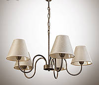 Люстра коричнева для залу, спальні, з абажуром 5-ти лампова 10505 серії "Лаура"