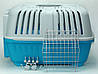 Переноска для котів і собак Pratiko 2 (55х36х38см) до 18 кг. з металевими дверцятами колір блакитний, фото 3