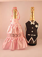 Свадебное украшение на бутылку шампанского "Жених и Невеста" №5
