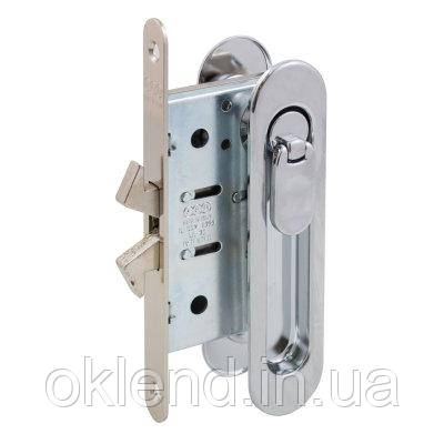 Врізний замок для розсувних дверей з ручкою AGB KIT C матовий хром, матовий хром