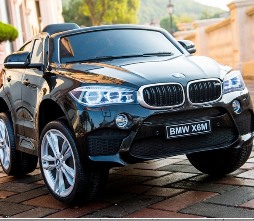 Двомічні дитячі електромобіль Джіп BMW X6, Кожа, EVA гуми, Амортизатори, новонароджений електромобіль, фото 1