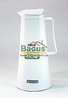 Термос 1 л пластиковий зі скляною колбою (білий) Kamille KM-2025-2