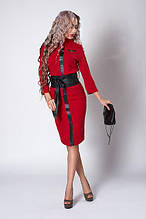 Червоний жіночий костюм з стрейчевой костюмної тканини