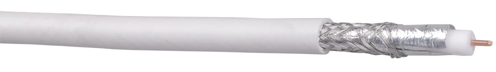 ITK Кабель зв'язку коаксіальний біметалевий RG6, 75 Ом, FPE, PVC, 305 м, білий