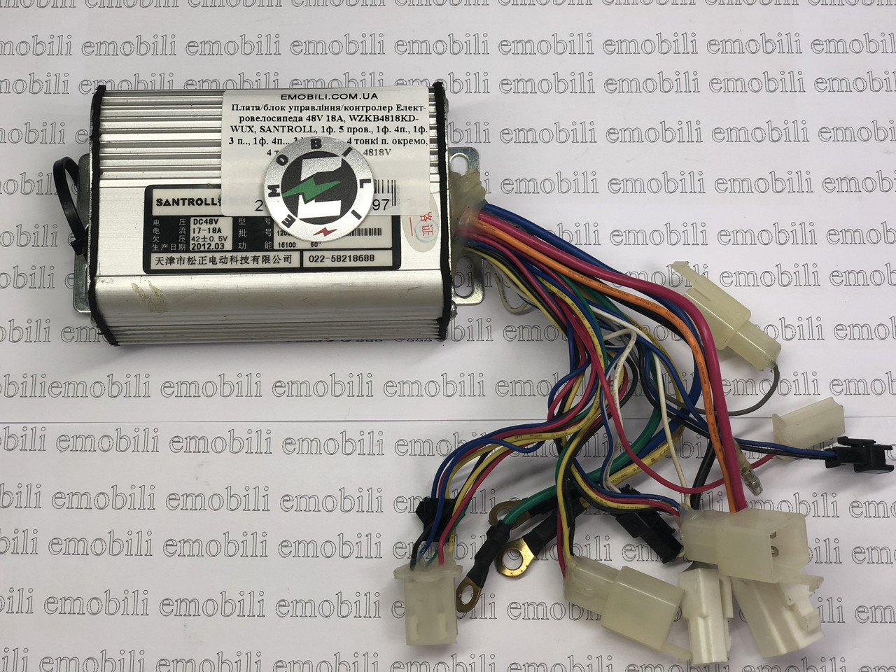 Плата/блок керування/контролер для електровелосипеда 48 V 18 A, WZKB4818KD-WUX, SANTROLL, фото 1