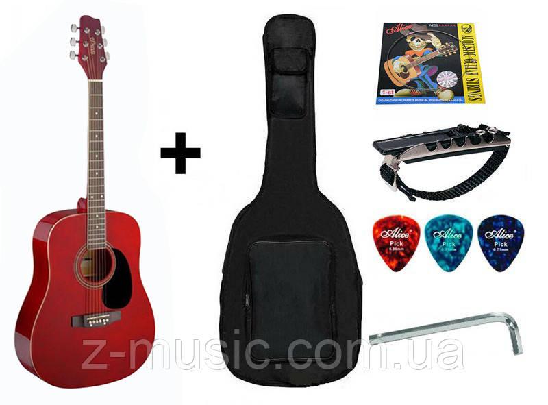 Акустична гітара (4/4) STAGG SA20D RD (чохол + накопичувалка + медиатор + конструкція +ключ)