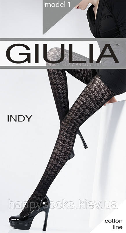 Ажурні колготки з бавовни "Giulia" з фантазійним малюнком 120DEN