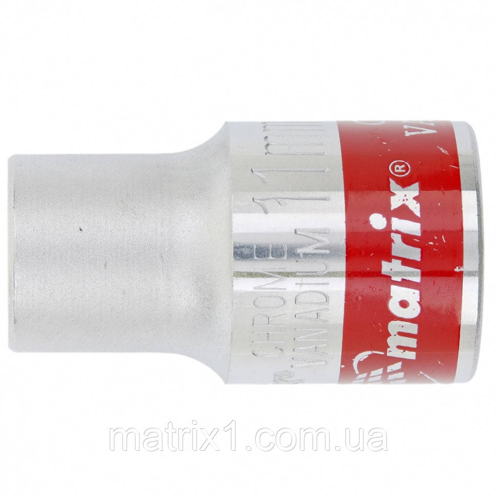 Головка торцева, 11 мм, 6-гранна, CrV, під квадрат 1/2", хромована MTX MASTER