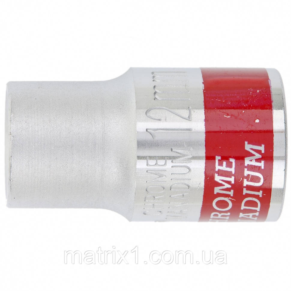 Головка торцева, 12 мм, 6-гранна, CrV, під квадрат 1/2", хромована MTX MASTER