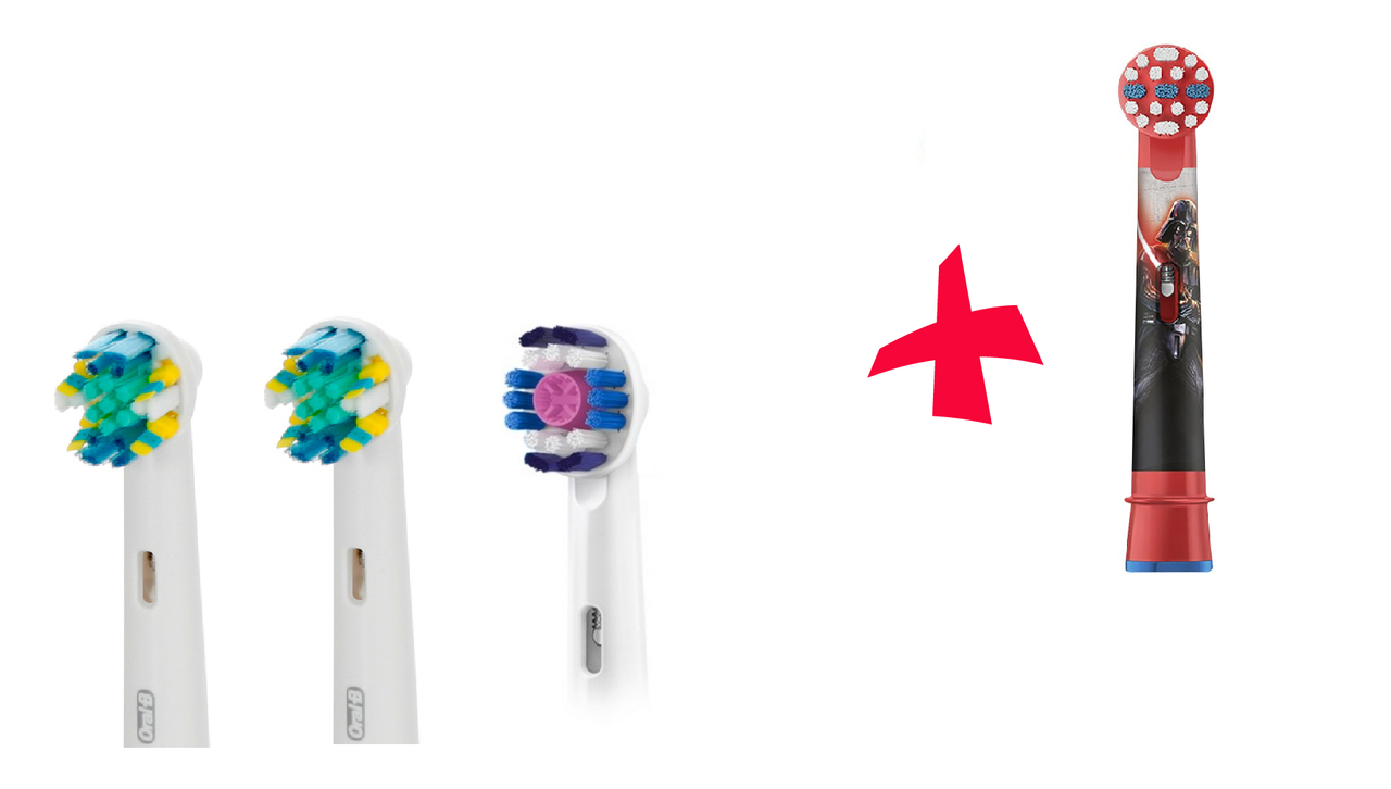 Насадки для зубної щітки ORAL-B 4 шт. (1 шт. 3D-White, 2шт. Floss Action, 1 дитячий)
