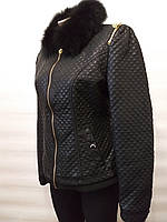 Куртка женская кож-винил с меховым воротником и теплой подкладкой
