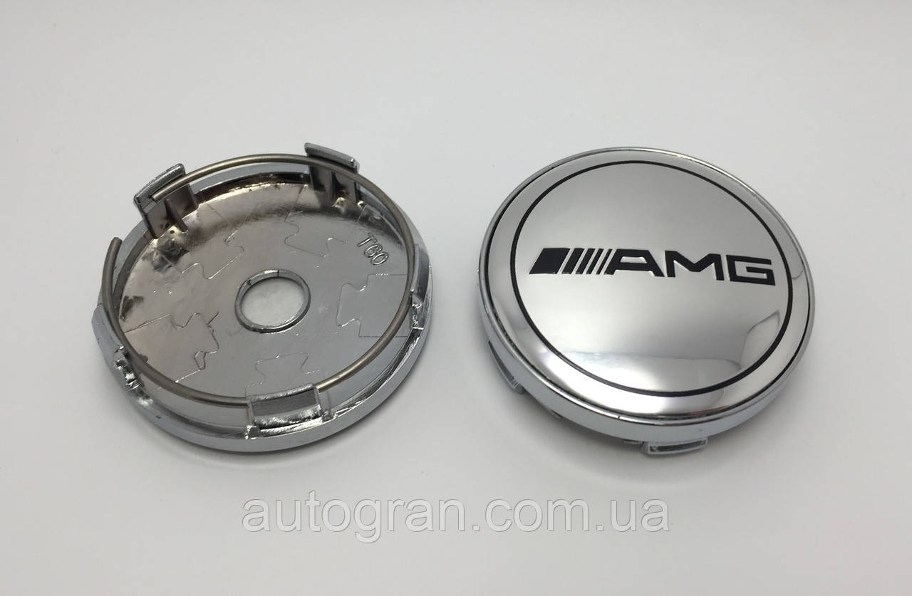 Заглушки ковпачки литих дисків Mercedes 60 мм AMG хром, фото 1