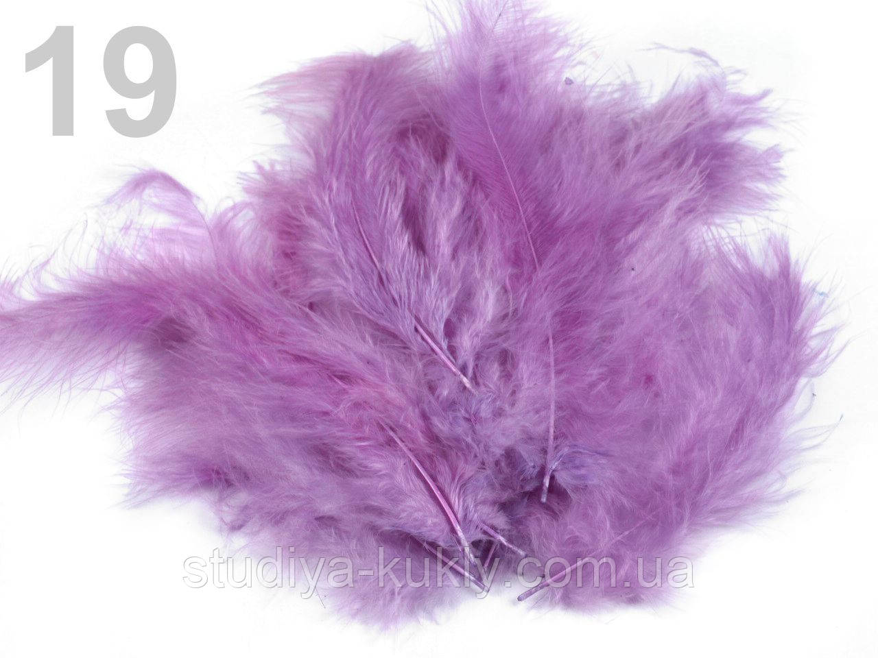 Перо страуса довжина 10-15 см для декору. №19, фіолетовий світлий, фото 1