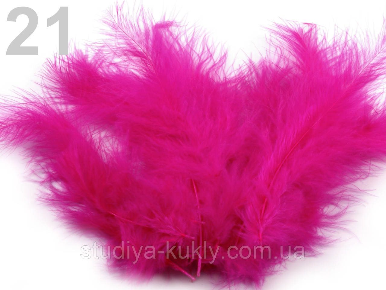Перо страуса довжина 6-9 см для декору. №21, малиновий., фото 1