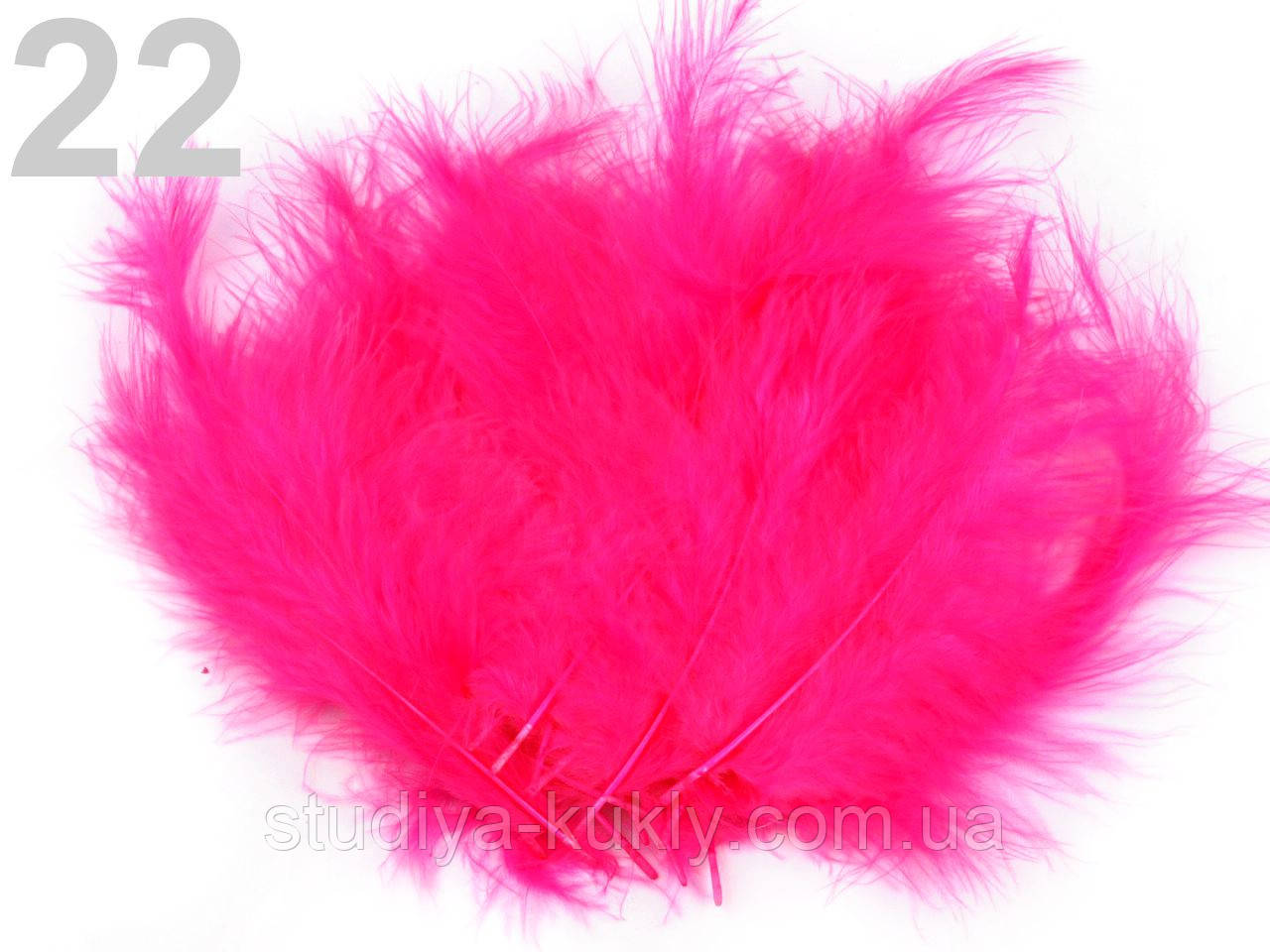 Перо страуса довжина 10-15 см для декору. №22, неоновий рожевий, фото 1