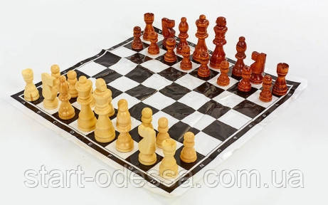 Шахові фігури дерев'яні, король 9 см, пішак 4 см