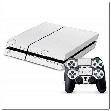 PS4 вінілові наклейки карбон (white)