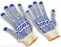 Робочі рукавички бавовняні з нанесенням ПВХ-точки "Союз"