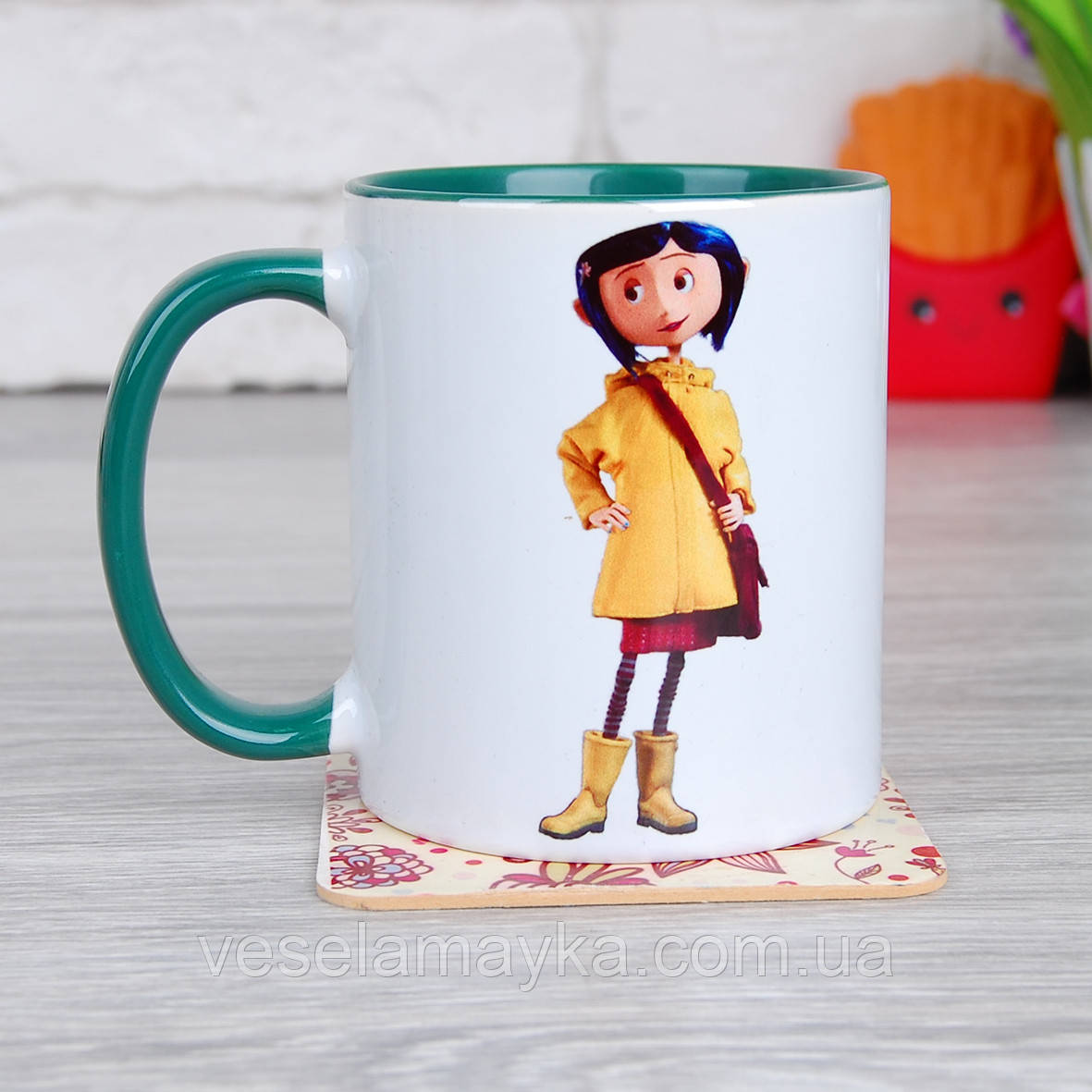 Темно-зелена чашка Кораліна в стані Кошмарів (Coraline), фото 1