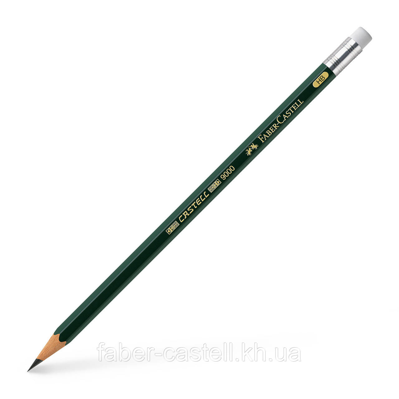 Олівець чорнографітний Faber-Castell CASTELL 9000 з гумкою, ступінь твердості НВ, 119200