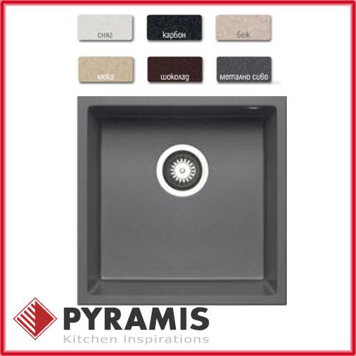 Гранітна плита, мийка Pyramis Tetragon (40x40) 1b iron grey