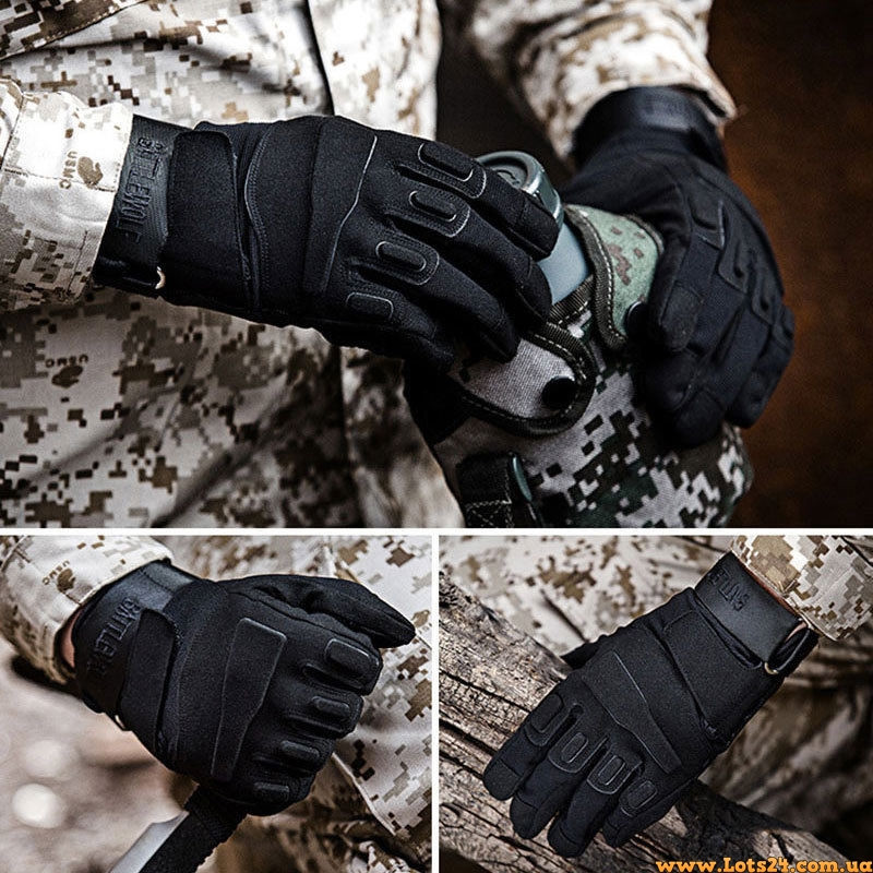 Тактичні армійські рукавички BlackHawk для стрільби полювання АТО Чорні