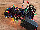 Світлодіодна новорічна гірлянда 3 м, 100LED різнобарвна, чорний дріт, фото 6