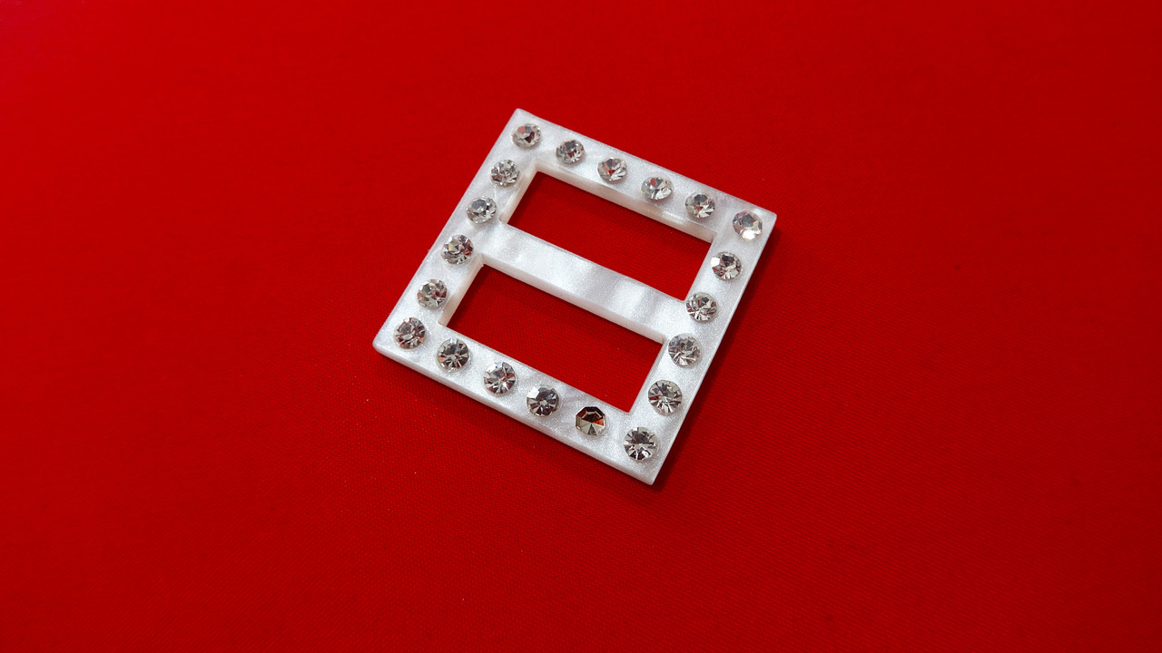 Пряжка перетяжка 2 см зі стразами, пластик, фото 1