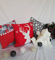 Подушка до Нового року з помпонами по колу, фото 4