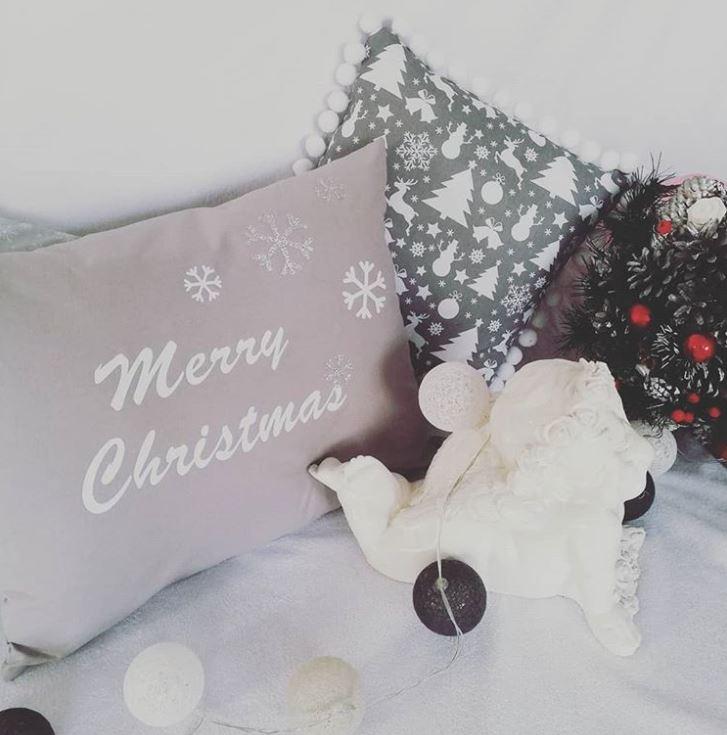Подушка Merry Christmas до Нового року велюр