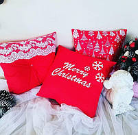 Подушка до Нового року з помпонами по колу, фото 7