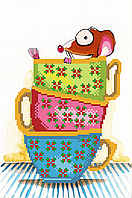 Мишка в чашках . Схема вишивки бісером .