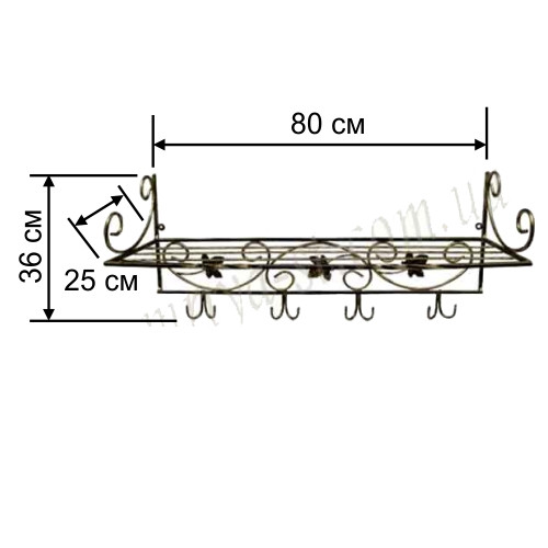 Кованая вешалка в прихожую №4 черный/бронза - фото 1 - id-p201366722