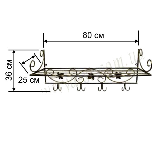Кований вішак в передпокій №4 чорний/бронза