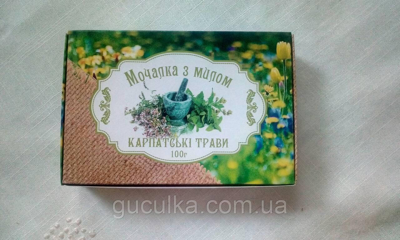 Мочалка губка лляна з натуральним милом "Карпатські трави" 100 г