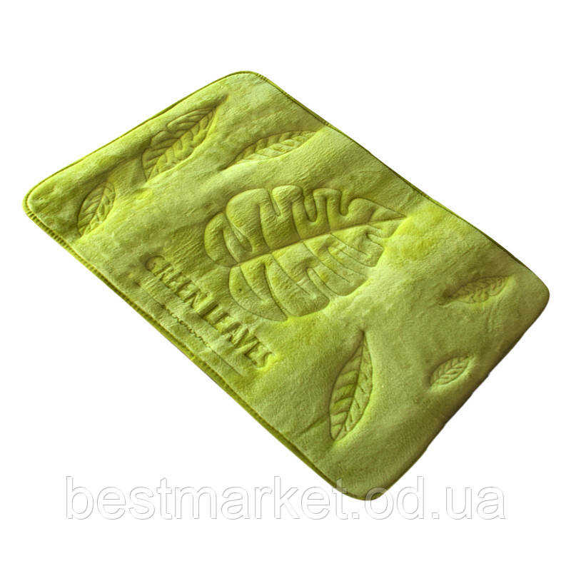 Килимок у ванну кімнату антиковзкий бавовняний 45х75 см Bathlux Green Leaves 10174