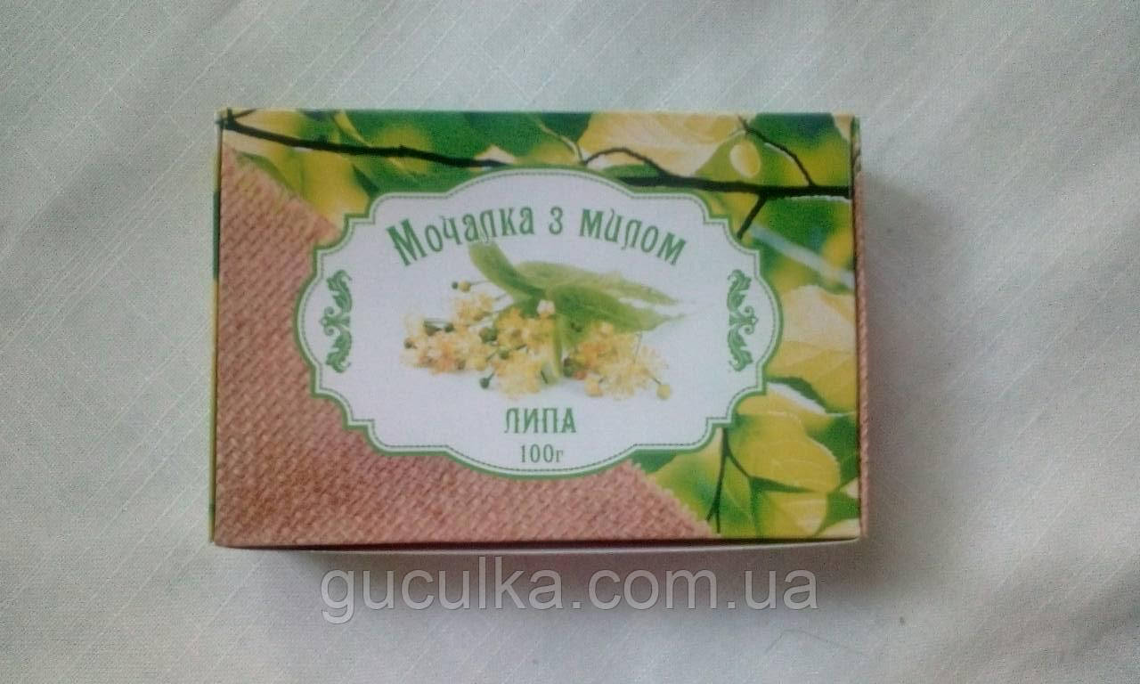 Мочалка губка лляна з натуральним милом "Липа" 100 г, фото 1