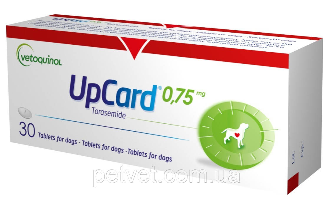 Апкард (Upcard) діуретик для собак 0,75 мг 10 таб. (Торасемид)
