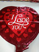 Гелиевый фольгированый шарик в форме сердца с надписью i love you