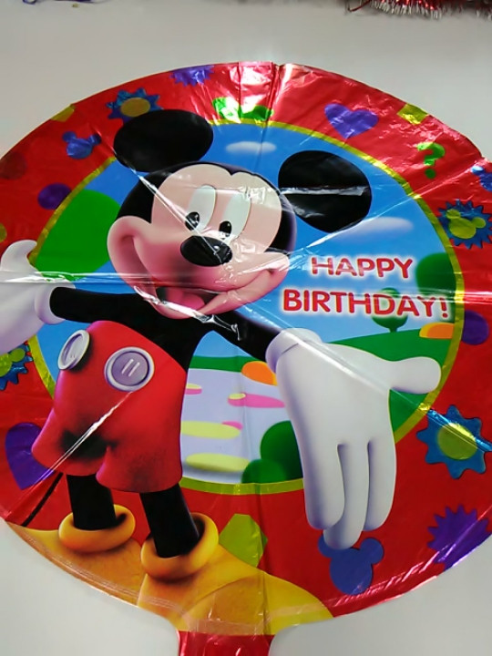 Гелієва кулька фольгований з малюнком міккі маус напис Happy Birthday, фото 1