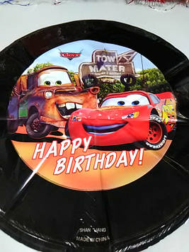 Гелієвий фольгирований кулька з малюнком блискавка маквин напис Happy Birthday