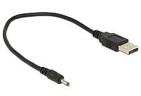 Кабель живлення пристроїв USB2.0 A-Jack DC M/M 0.25m Delock (70.08.3793) 3.0x1.1mm Power AWG28