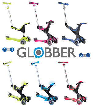 Самокати Globber Go Up Sporty 4in1, Foldable Plus, Comfort Play 5in1, Deluxe Lights (1 до 9 років)