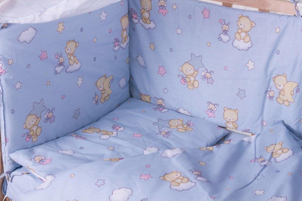 Детская постель Qvatro Gold RG-08 рисунок голубая (мишки, пчелка, звезда) - фото 2 - id-p587590003