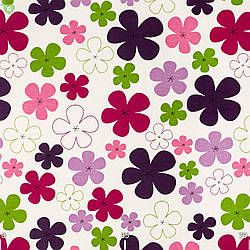 Декоративна тканина різнобарвні квіти зеленого рожевого бузкового та фіолетового кольору 070781 v18