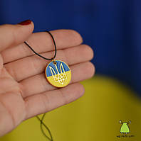 Кулони Герб України. Слава наці. Тризуб". Колір золото Кольори прапор України. На каучуковому шнурку